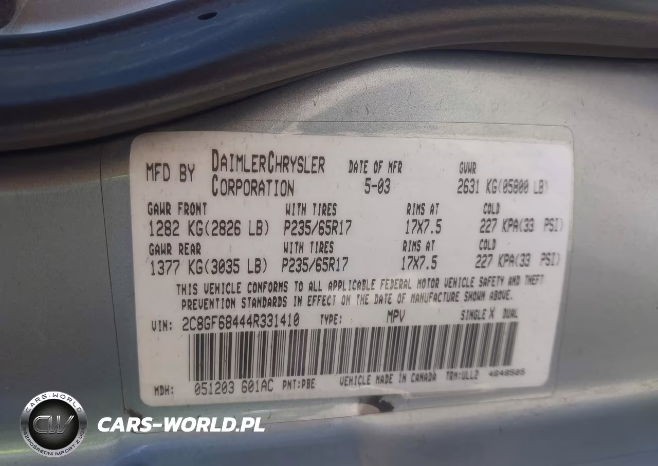2004 Chrysler Pacifica VIN:2C8GF68444R331410 - 9