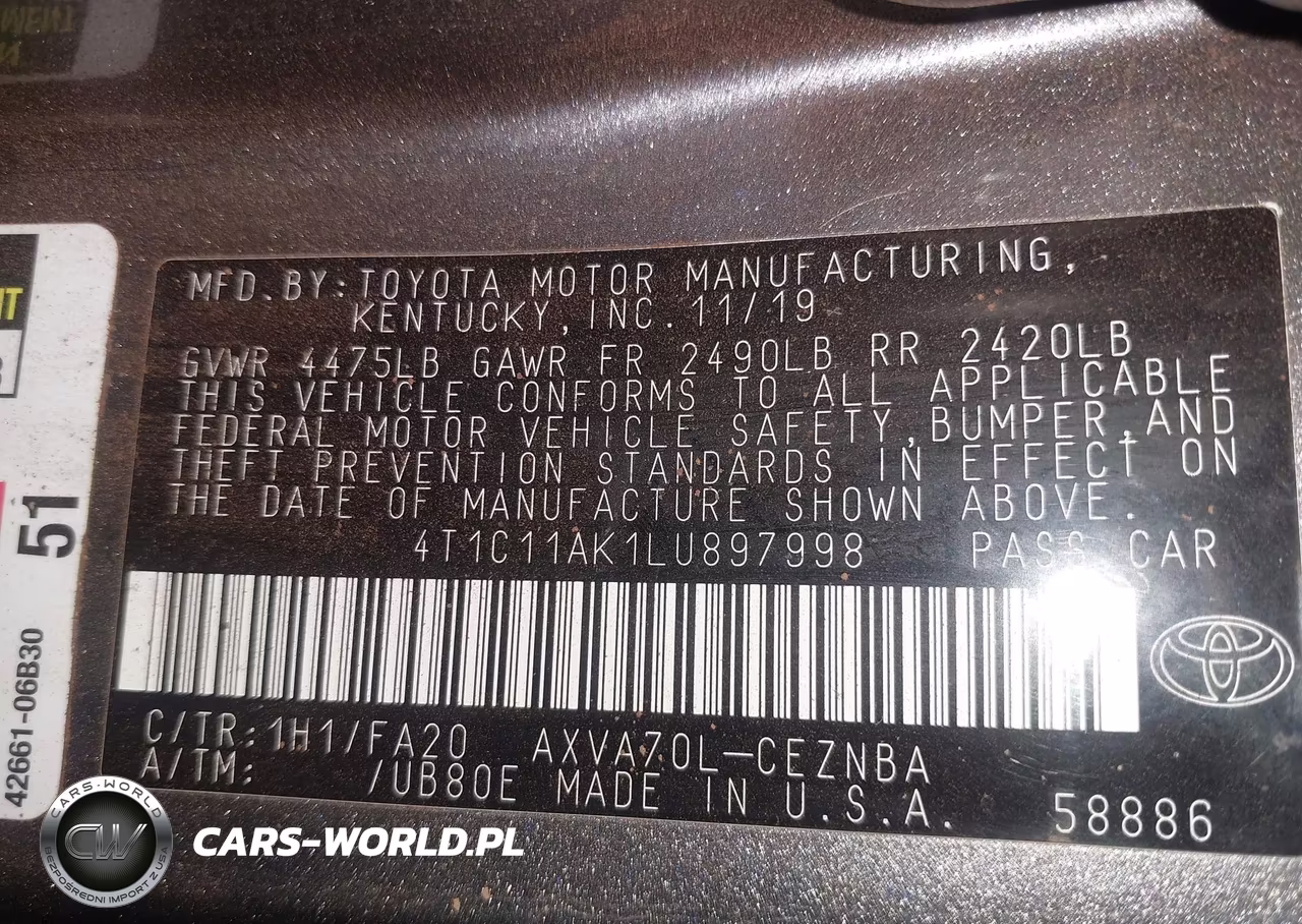 2020 Toyota Camry Le VIN:4T1C11AK1LU897998 - 9
