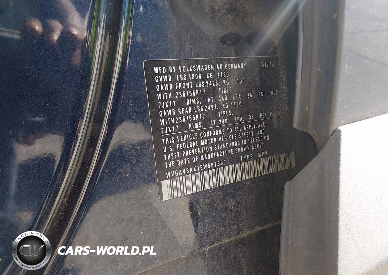 2014 Volkswagen Tiguan Se VIN:WVGAV3AX1EW587697 - 9