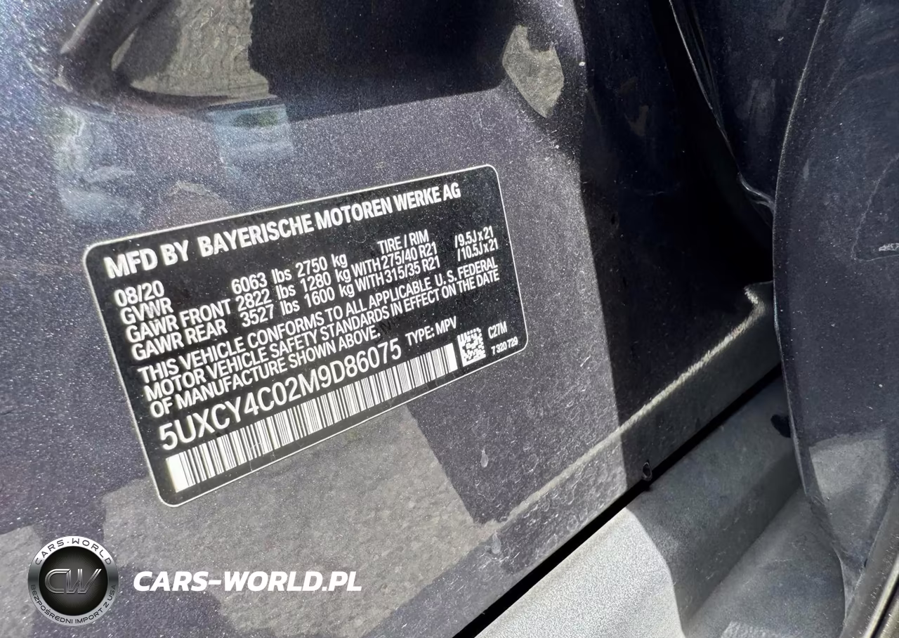 2021 BMW X6 Sdrive 40I VIN:5UXCY4C02M9D86075 - 9