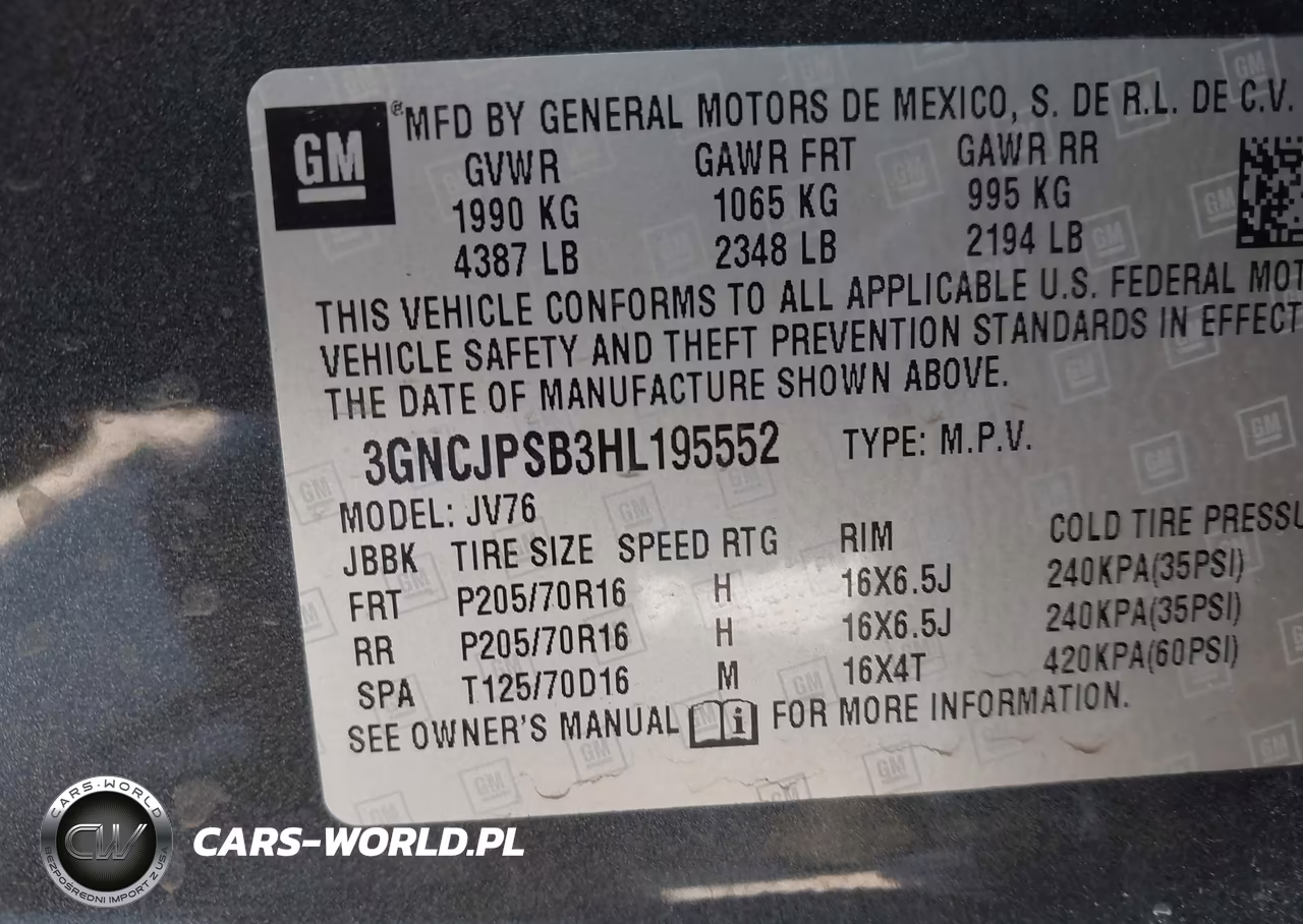 2017 Chevrolet Trax Lt VIN:3GNCJPSB3HL195552 - 9