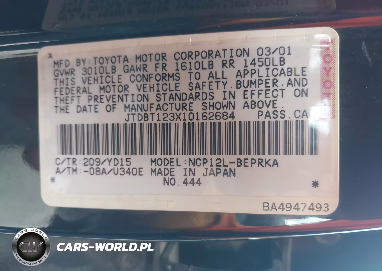 2001 Toyota Echo VIN:JTDBT123X10162684 - 9