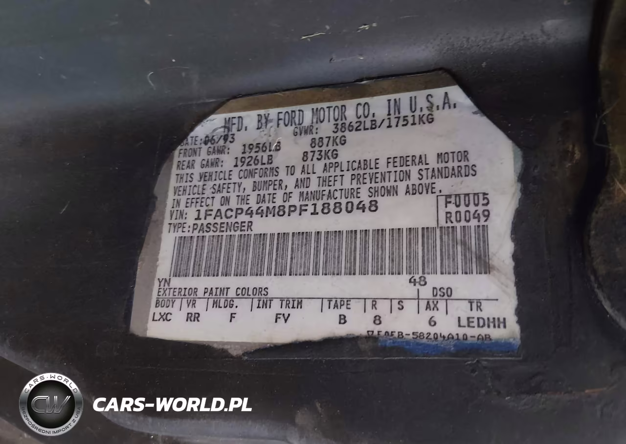 1993 Ford Mustang Lx VIN:1FACP44M8PF188048 - 9