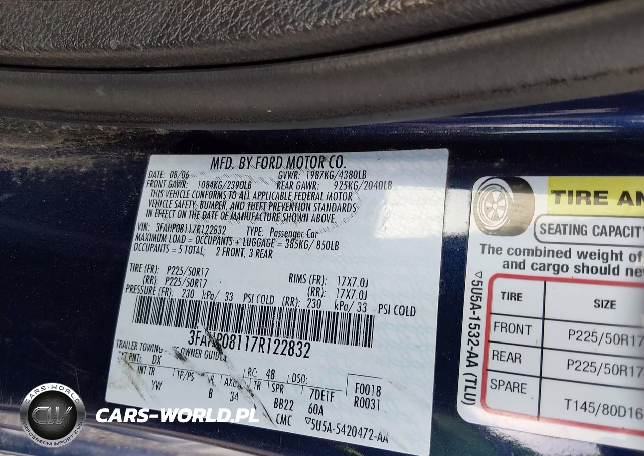 2007 Ford Fusion Sel VIN:3FAHP08117R122832 - 9