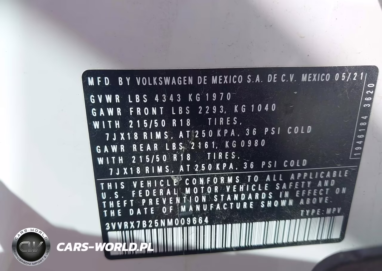 2022 Volkswagen Taos 1.5T Se VIN:3VVRX7B25NM009664 - 9