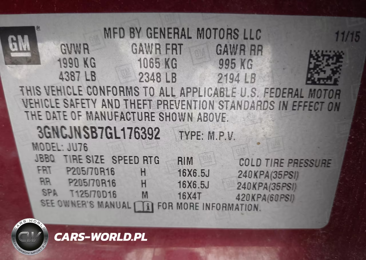2016 Chevrolet Trax Ls VIN:3GNCJNSB7GL176392 - 9