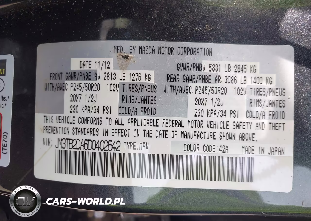 2013 Mazda Cx-9 Grand Touring VIN:JM3TB2DA6D0402642 - 9