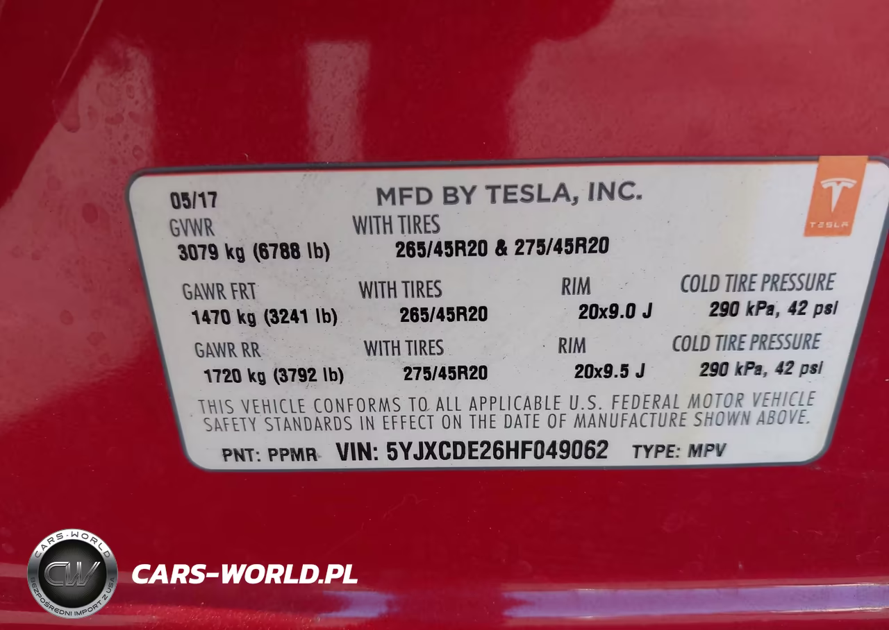 2017 Tesla Model X 100D-75D-90D VIN:5YJXCDE26HF049062 - 9