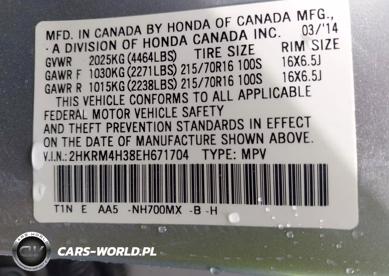 2014 Honda Cr-V Lx VIN:2HKRM4H38EH671704 - 9