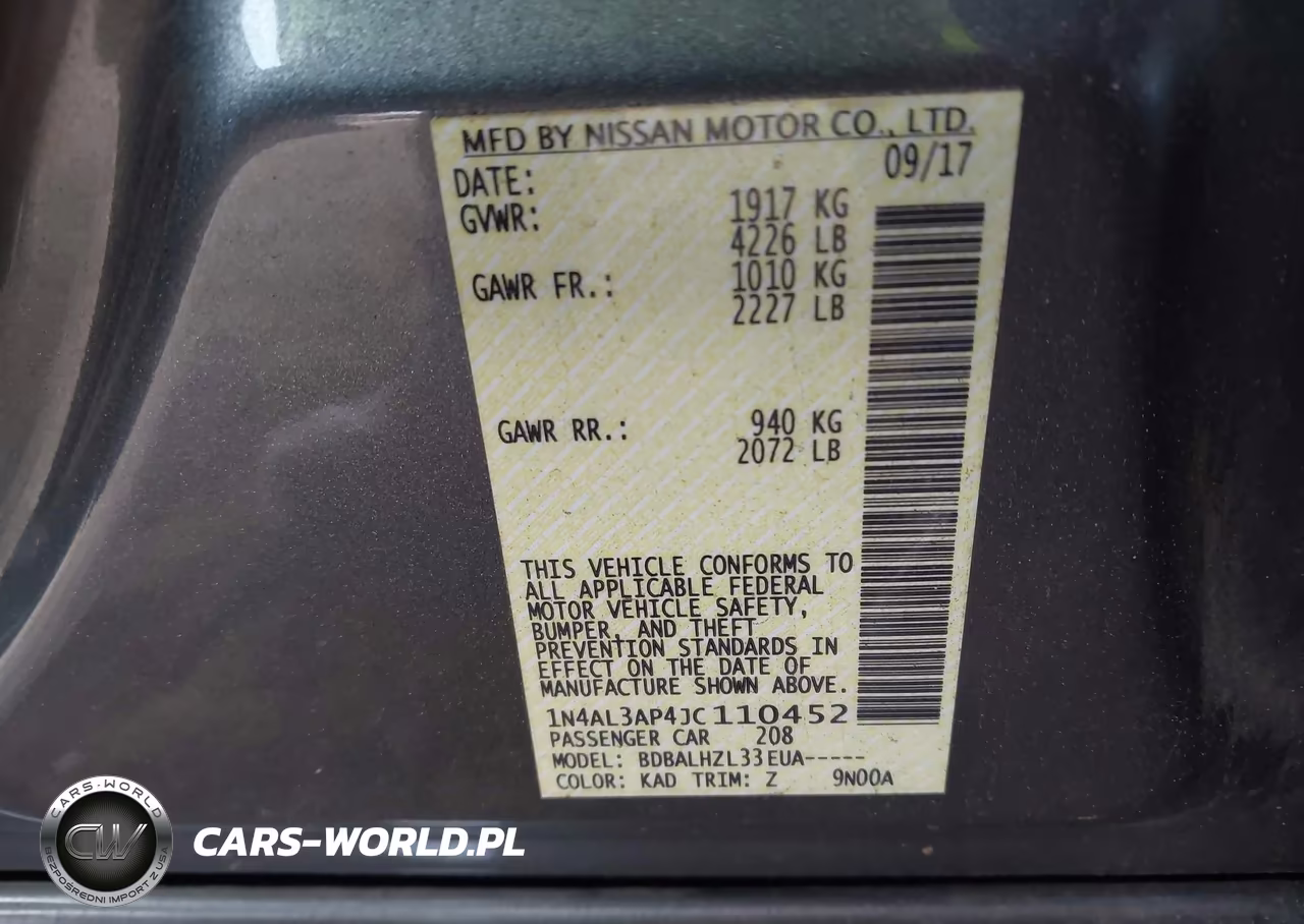 2018 Nissan Altima 2.5 Sr VIN:1N4AL3AP4JC110452 - 9