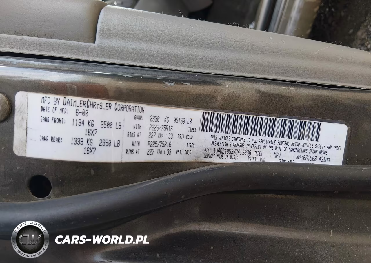 2000 Jeep Grand Cherokee Laredo VIN:1J4G248S3YC413038 - 9
