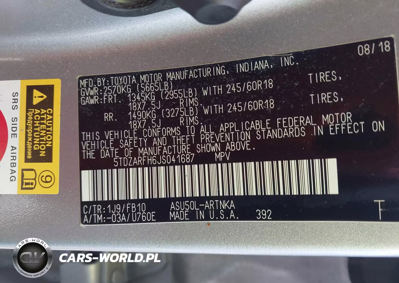 2018 Toyota Highlander Le VIN:5TDZARFH6JS041687 - 9