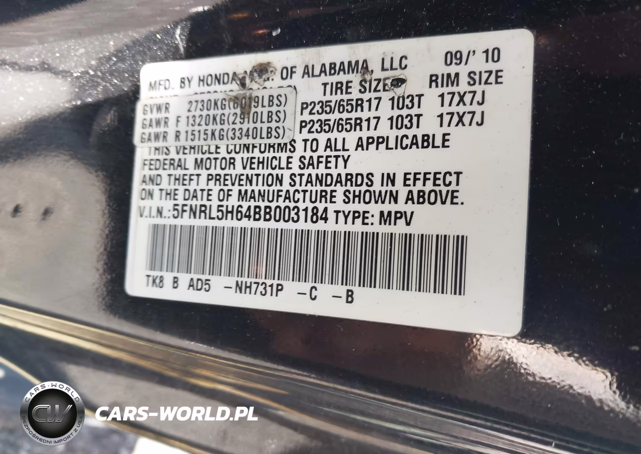 2011 Honda Odyssey Ex-L VIN:5FNRL5H64BB003184 - 9