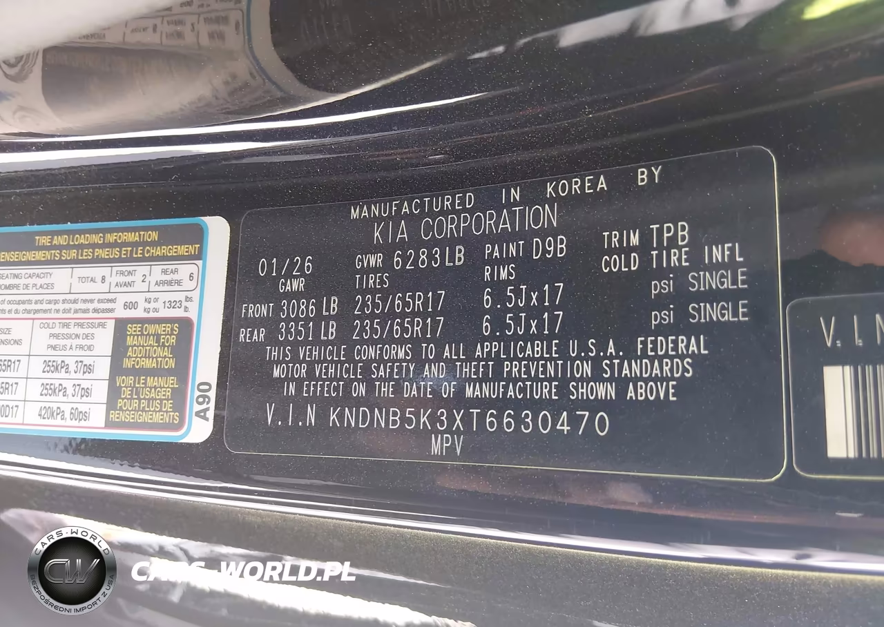 2026 Kia Carnival Mpv Lxs VIN:KNDNB5K3XT6630470 - 9