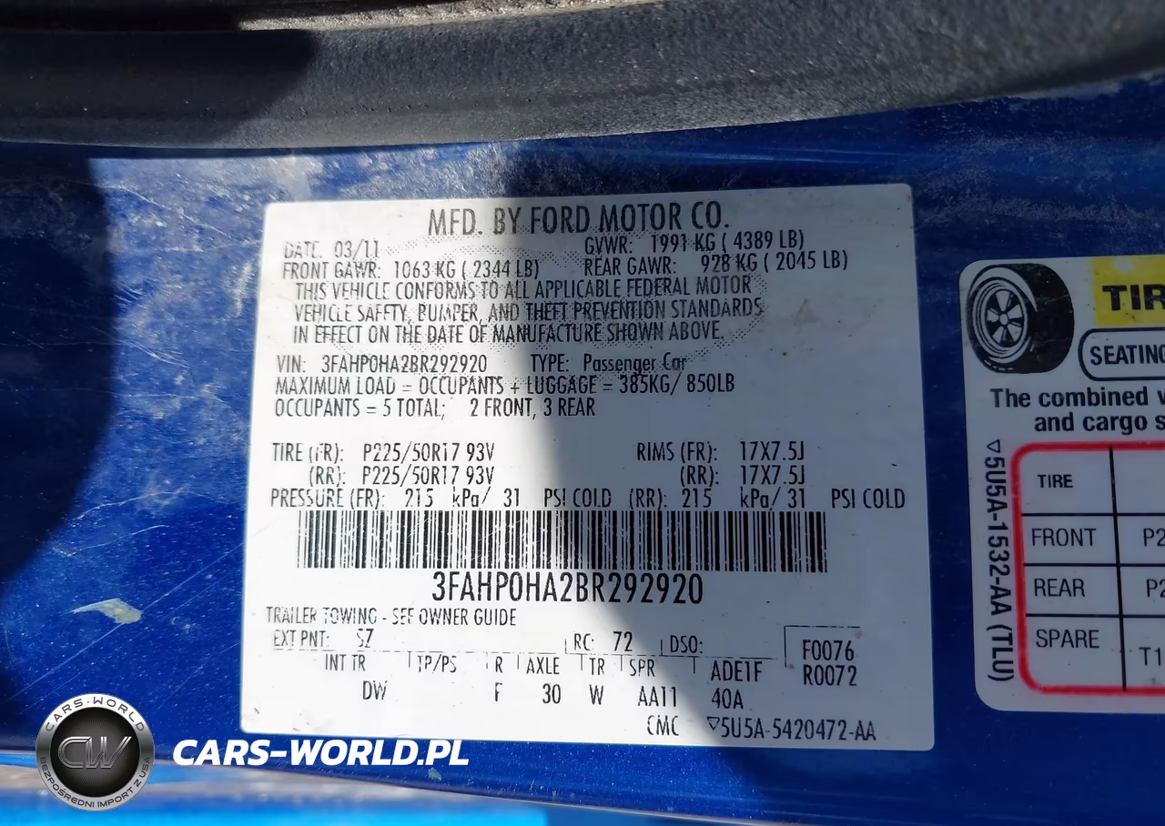 2011 Ford Fusion Se VIN:3FAHP0HA2BR292920 - 9