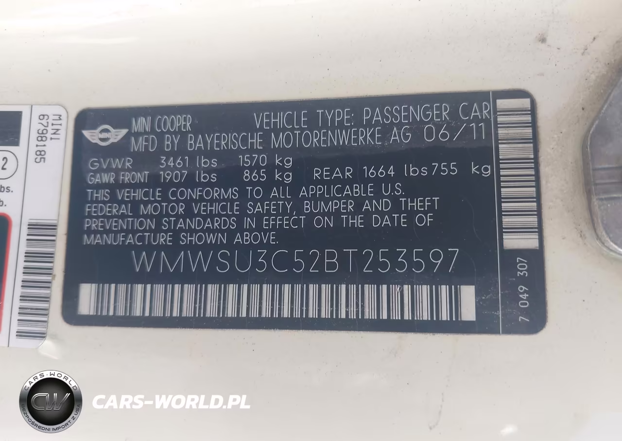 2011 Mini Cooper VIN:WMWSU3C52BT253597 - 9