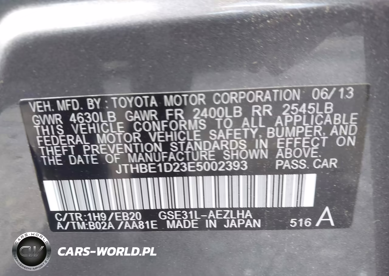 2014 Lexus Is 350 VIN:JTHBE1D23E5002393 - 9
