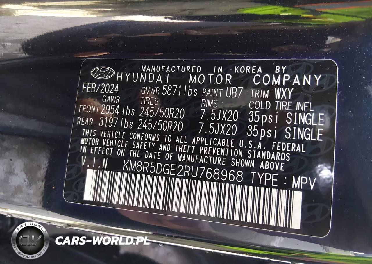 2024 Hyundai Palisade Limited VIN:KM8R5DGE2RU768968 - 9
