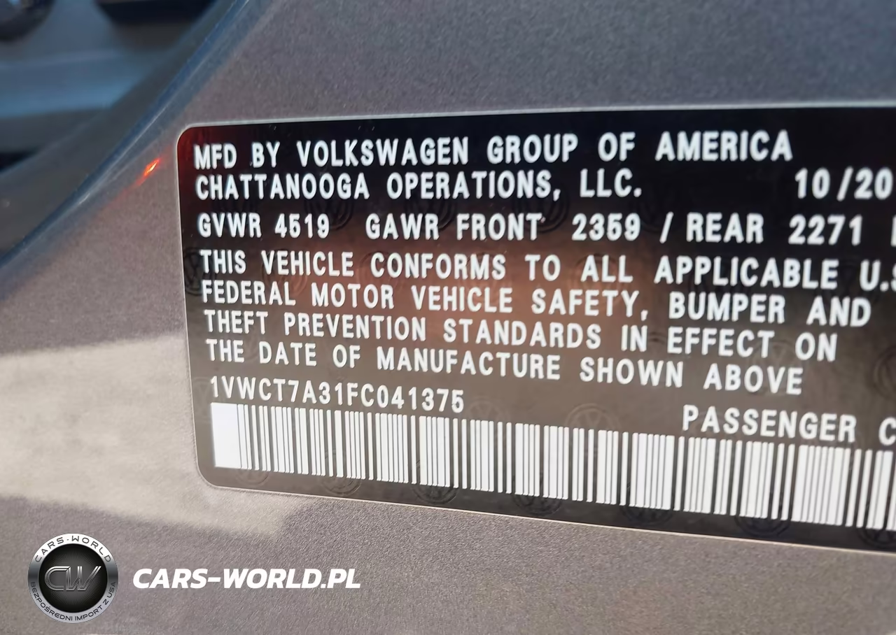 2015 Volkswagen Passat 1.8T Sel Premium VIN:1VWCT7A31FC041375 - 9