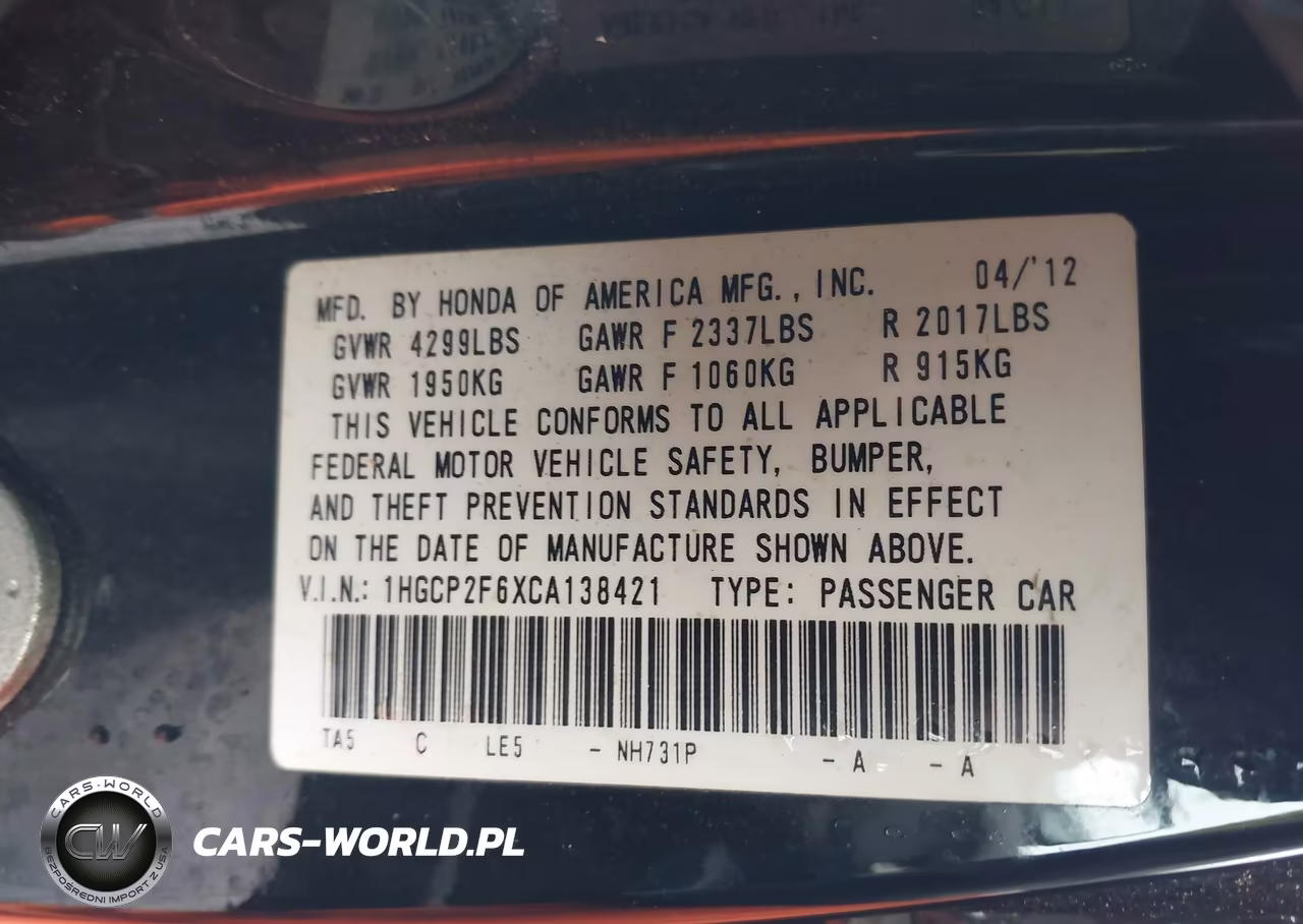 2012 Honda Accord 2.4 Se VIN:1HGCP2F6XCA138421 - 9
