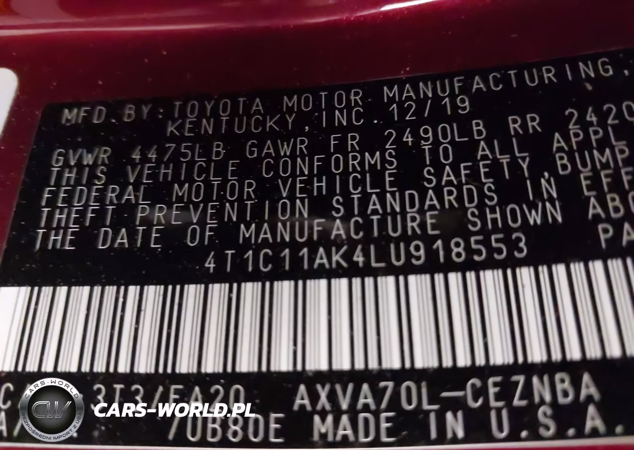 2020 Toyota Camry Le VIN:4T1C11AK4LU918553 - 9