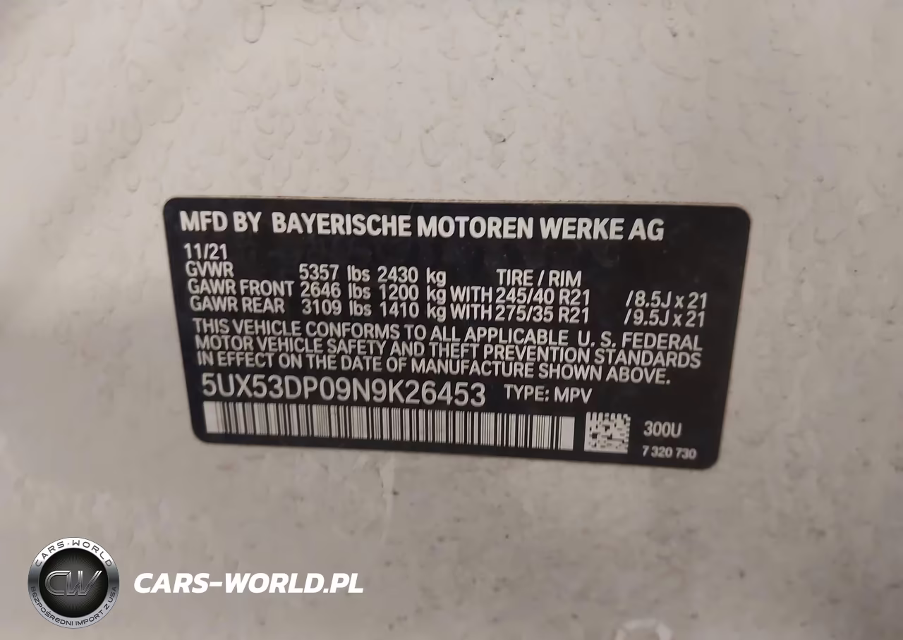 2022 BMW X3 xDrive30I VIN:5UX53DP09N9K26453 - 9