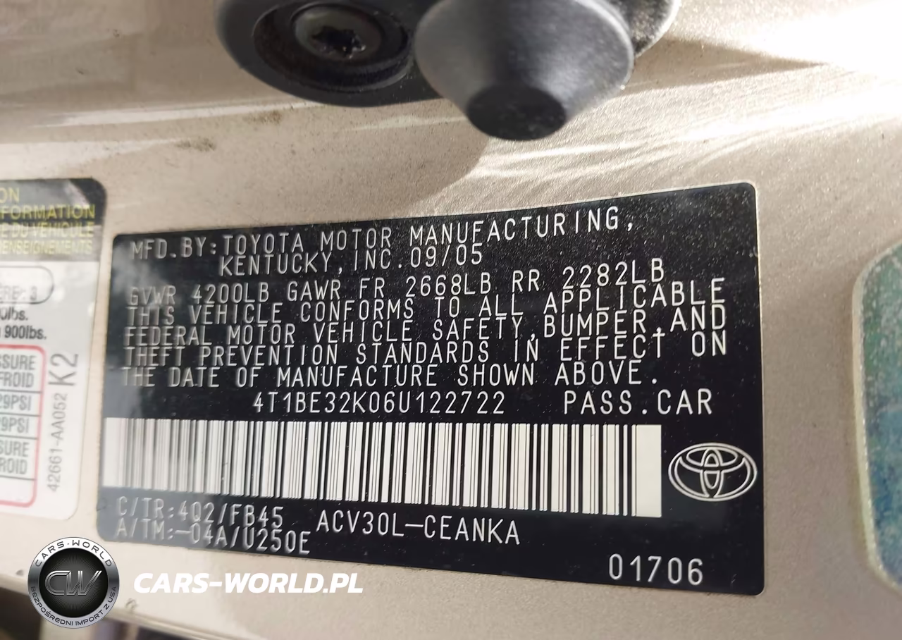 2006 Toyota Camry Le VIN:4T1BE32K06U122722 - 9