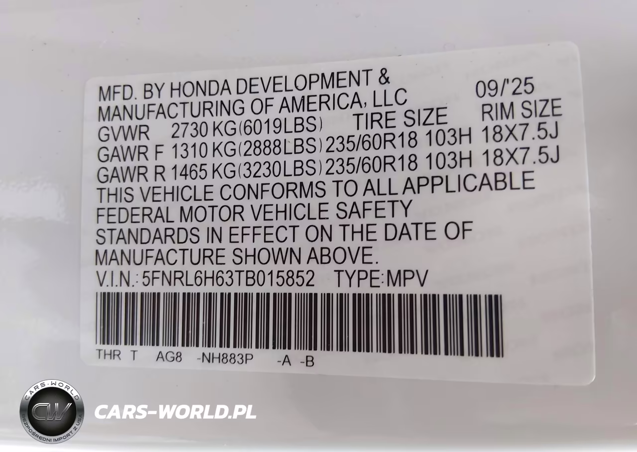 2026 Honda Odyssey Ex-L VIN:5FNRL6H63TB015852 - 9