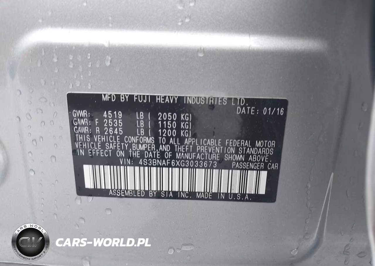 2016 Subaru Legacy 2.5I Premium VIN:4S3BNAF6XG3033673 - 9