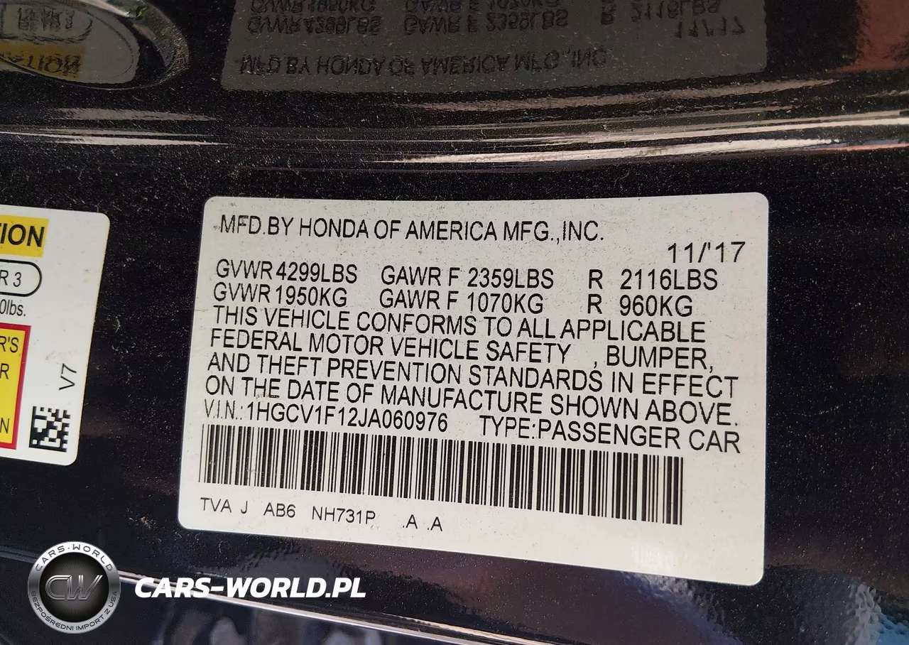 2018 Honda Accord Lx VIN:1HGCV1F12JA060976 - 9