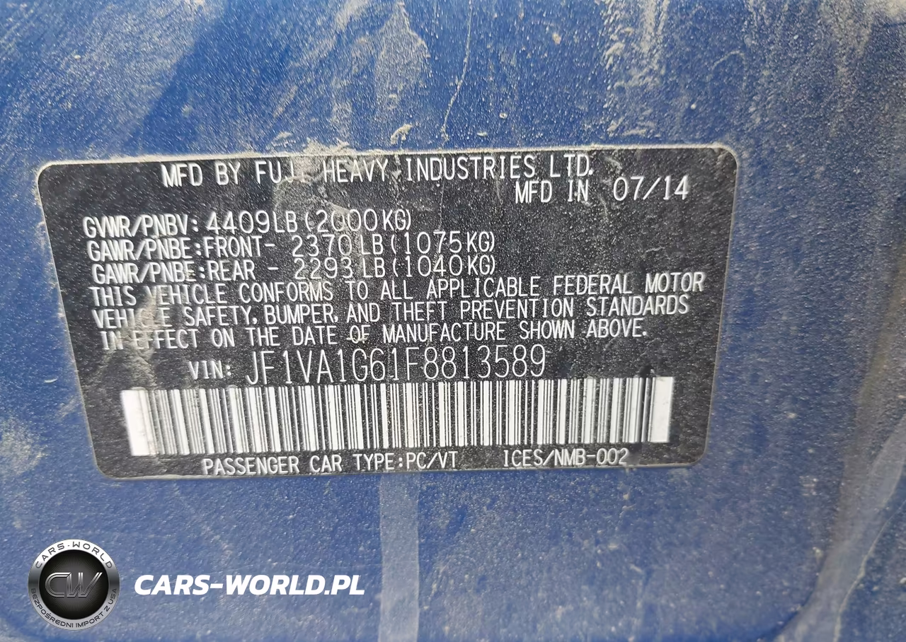 2015 Subaru Wrx Limited VIN:JF1VA1G61F8813589 - 9
