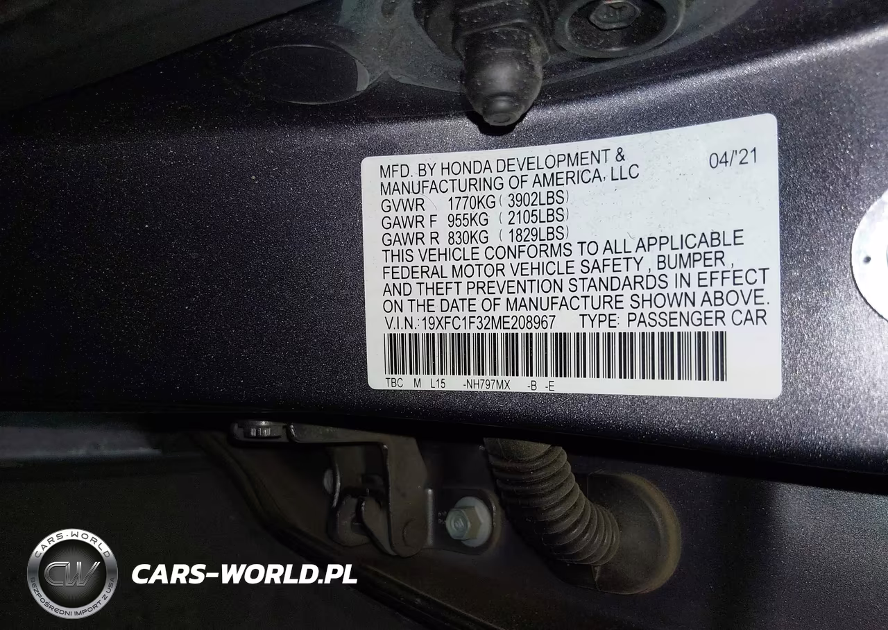 2021 Honda Civic Ex VIN:19XFC1F32ME208967 - 9