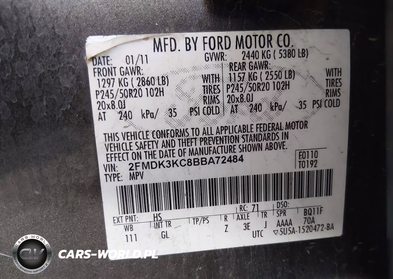 2011 Ford Edge Limited VIN:2FMDK3KC8BBA72484 - 9