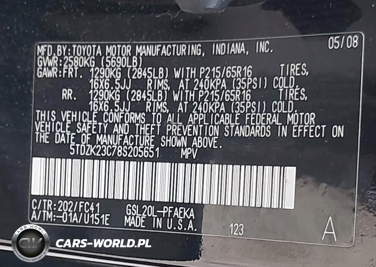 2008 Toyota Sienna Le VIN:5TDZK23C78S205651 - 9