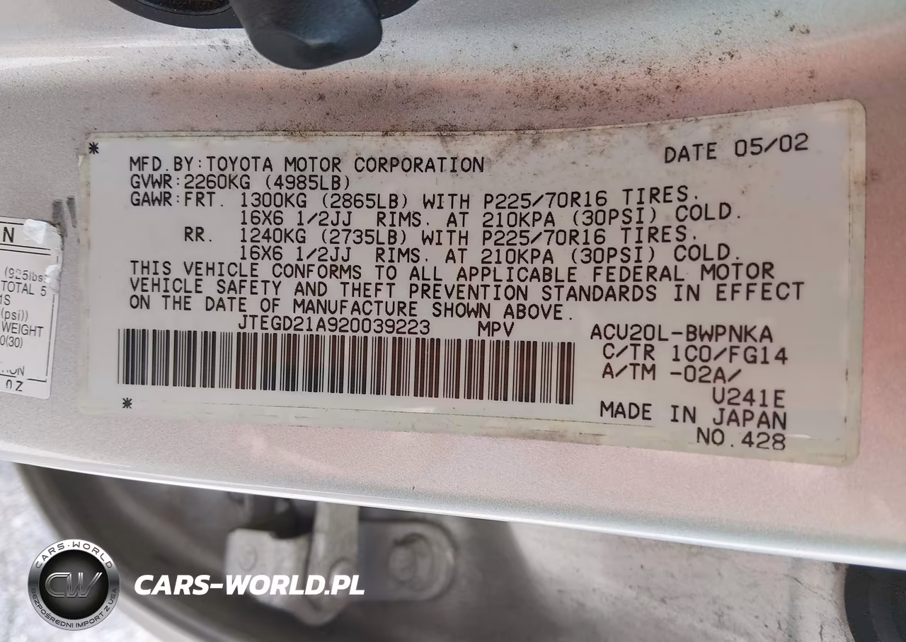 2002 Toyota Highlander VIN:JTEGD21A920039223 - 9