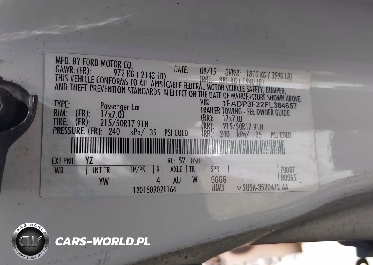 2015 Ford Focus Se VIN:1FADP3F22FL384657 - 9