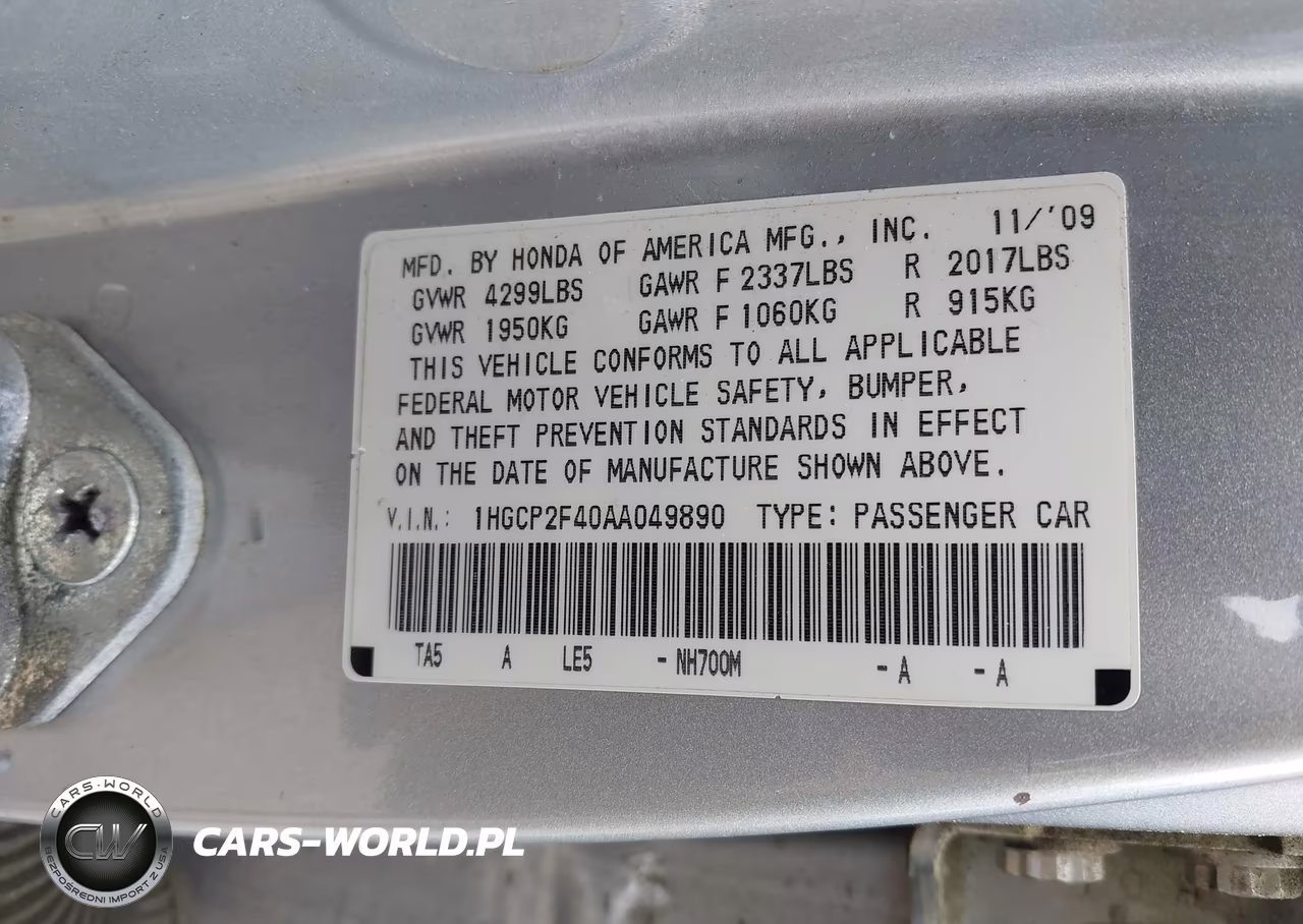 2010 Honda Accord 2.4 Lx-P VIN:1HGCP2F40AA049890 - 9