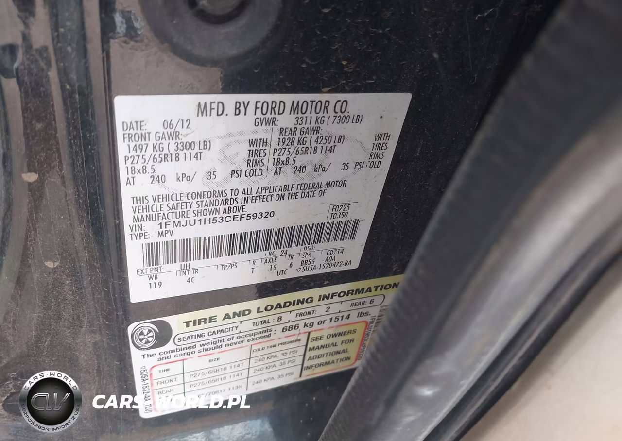 2012 Ford Expedition King Ranch-Xlt VIN:1FMJU1H53CEF59320 - 9
