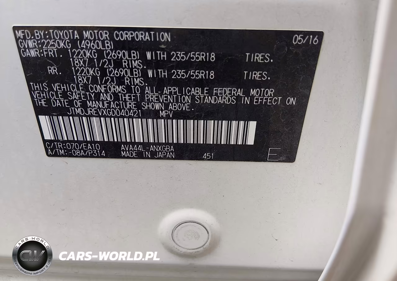 2016 Toyota Rav4 Hybrid Limited VIN:JTMDJREVXGD040421 - 9