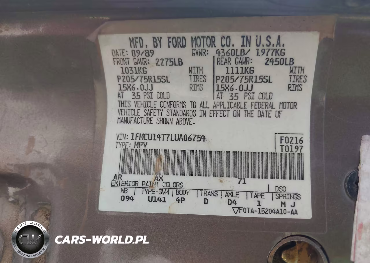 1990 Ford Bronco Ii VIN:1FMCU14T7LUA06754 - 9
