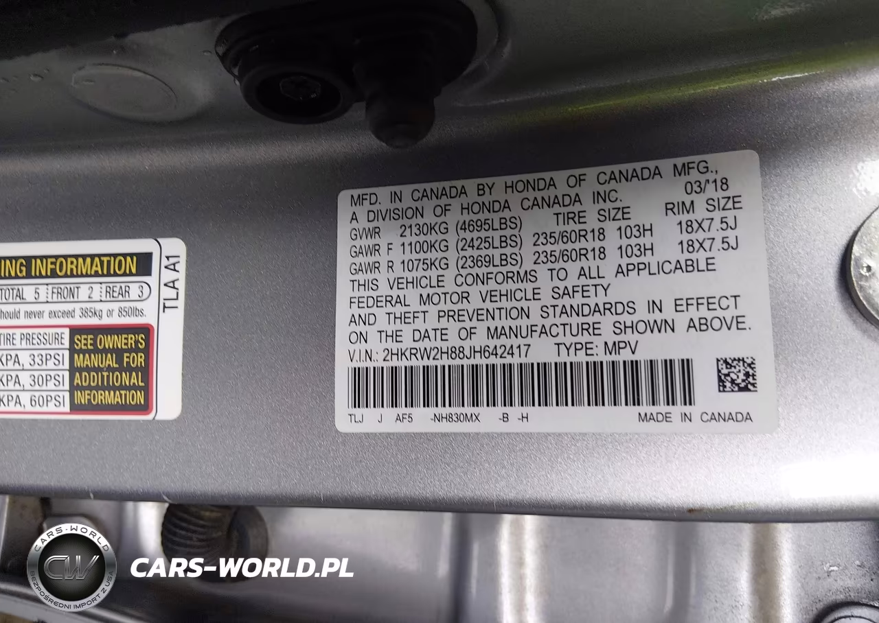 2018 Honda Cr-V Ex-L-Ex-L Navi VIN:2HKRW2H88JH642417 - 9