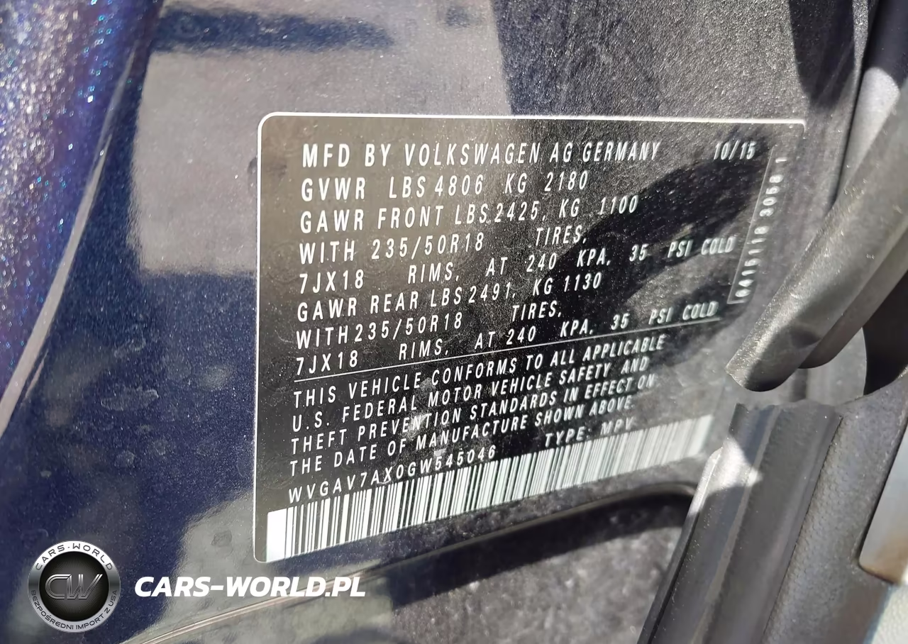 2016 Volkswagen Tiguan Se VIN:WVGAV7AX0GW545046 - 9
