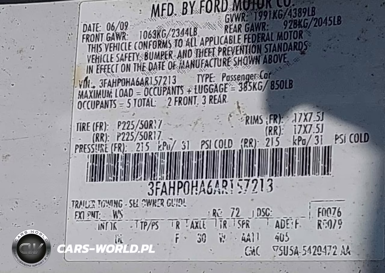 2010 Ford Fusion Se VIN:3FAHP0HA6AR157213 - 9