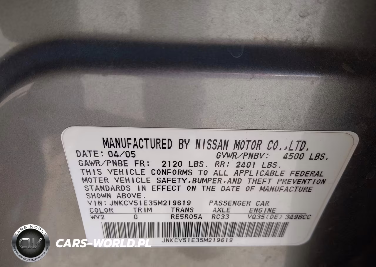 2005 Infiniti G35 VIN:JNKCV51E35M219619 - 9