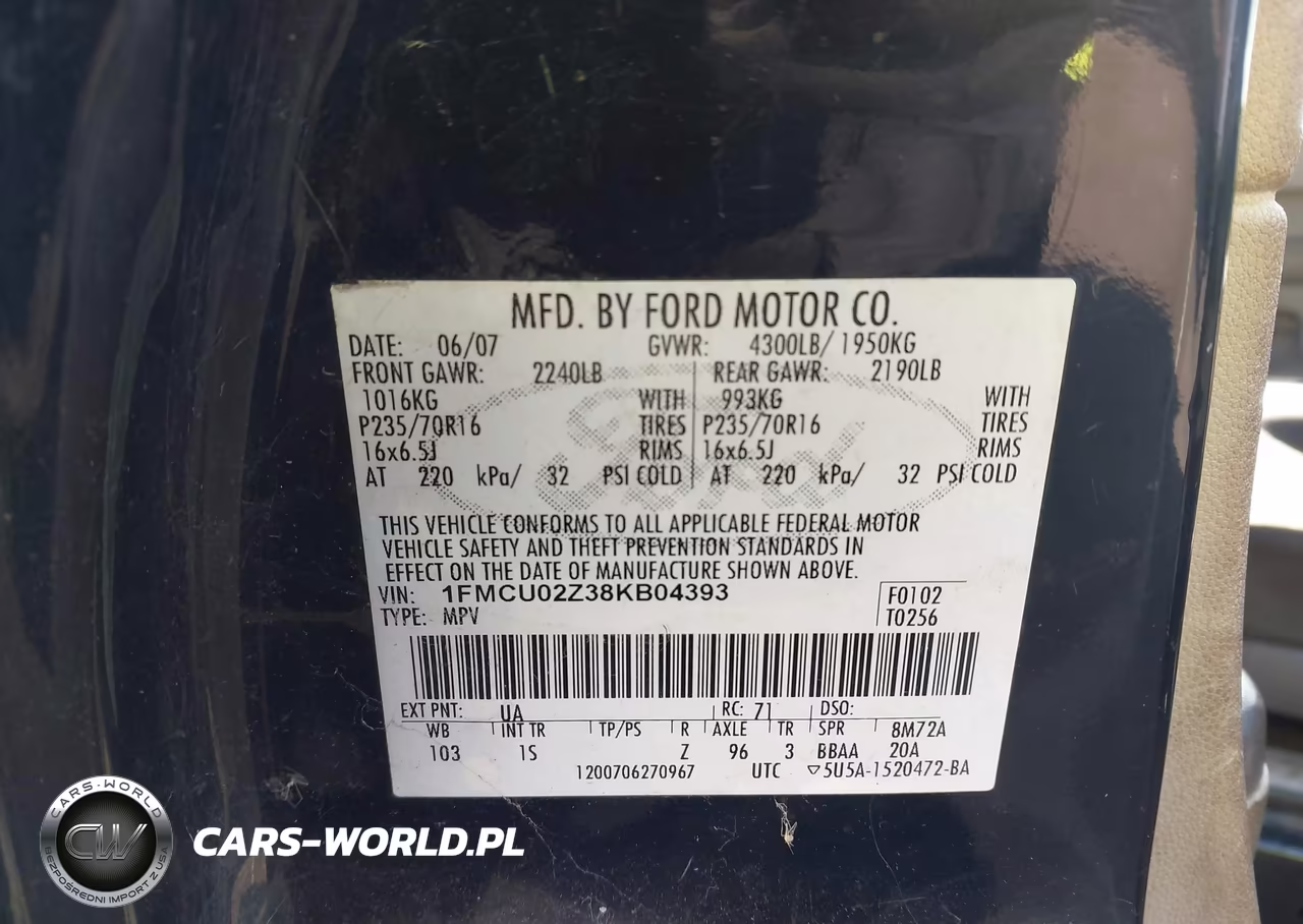 2008 Ford Escape Xls-Xls Manual VIN:1FMCU02Z38KB04393 - 9
