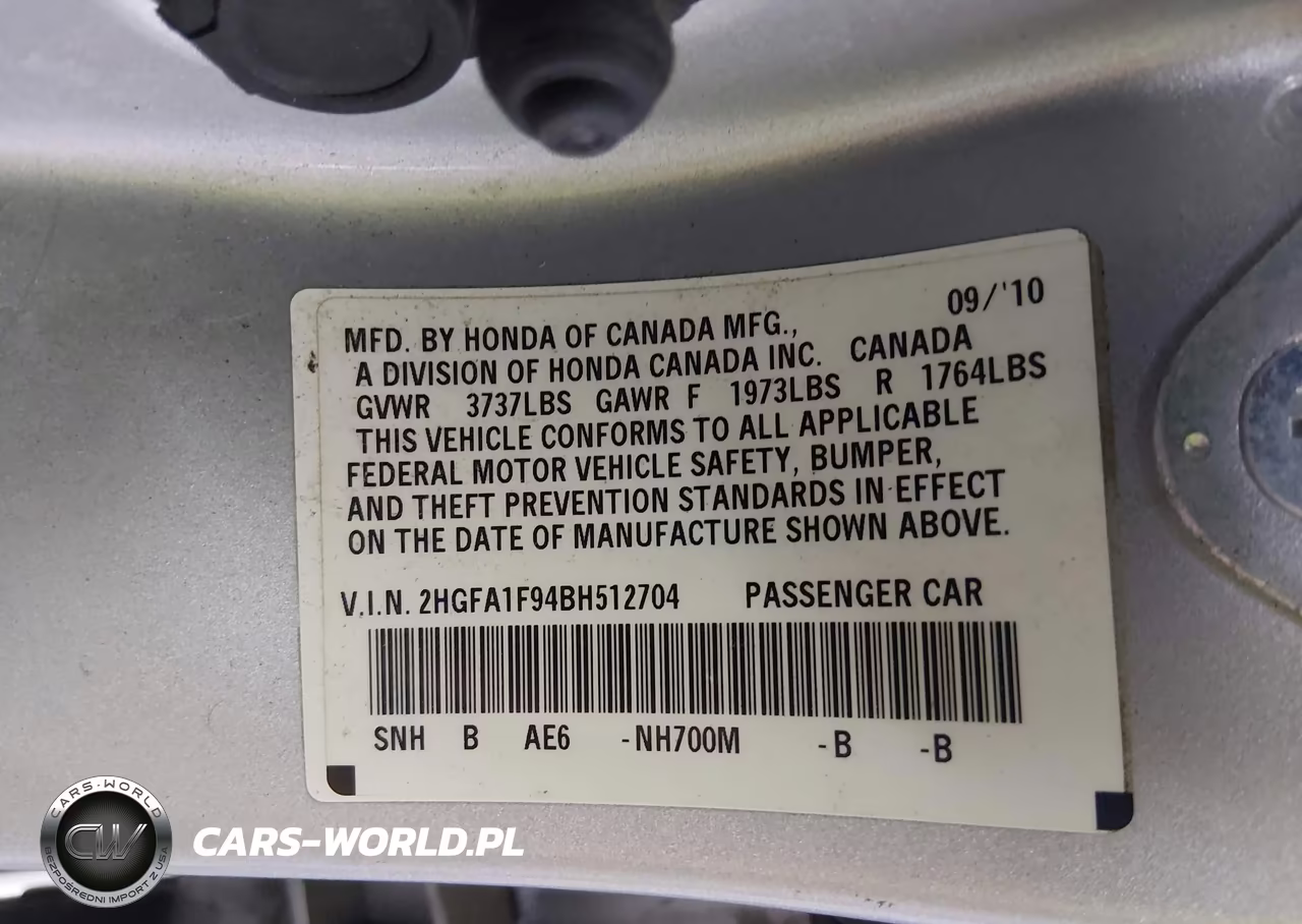 2011 Honda Civic Exl VIN:2HGFA1F94BH512704 - 9