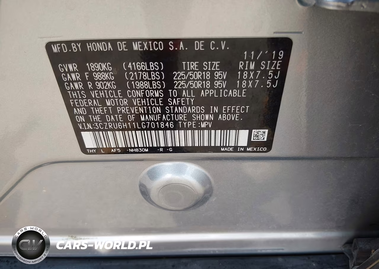 2020 Honda Hr-V Awd Sport VIN:3CZRU6H11LG701846 - 9
