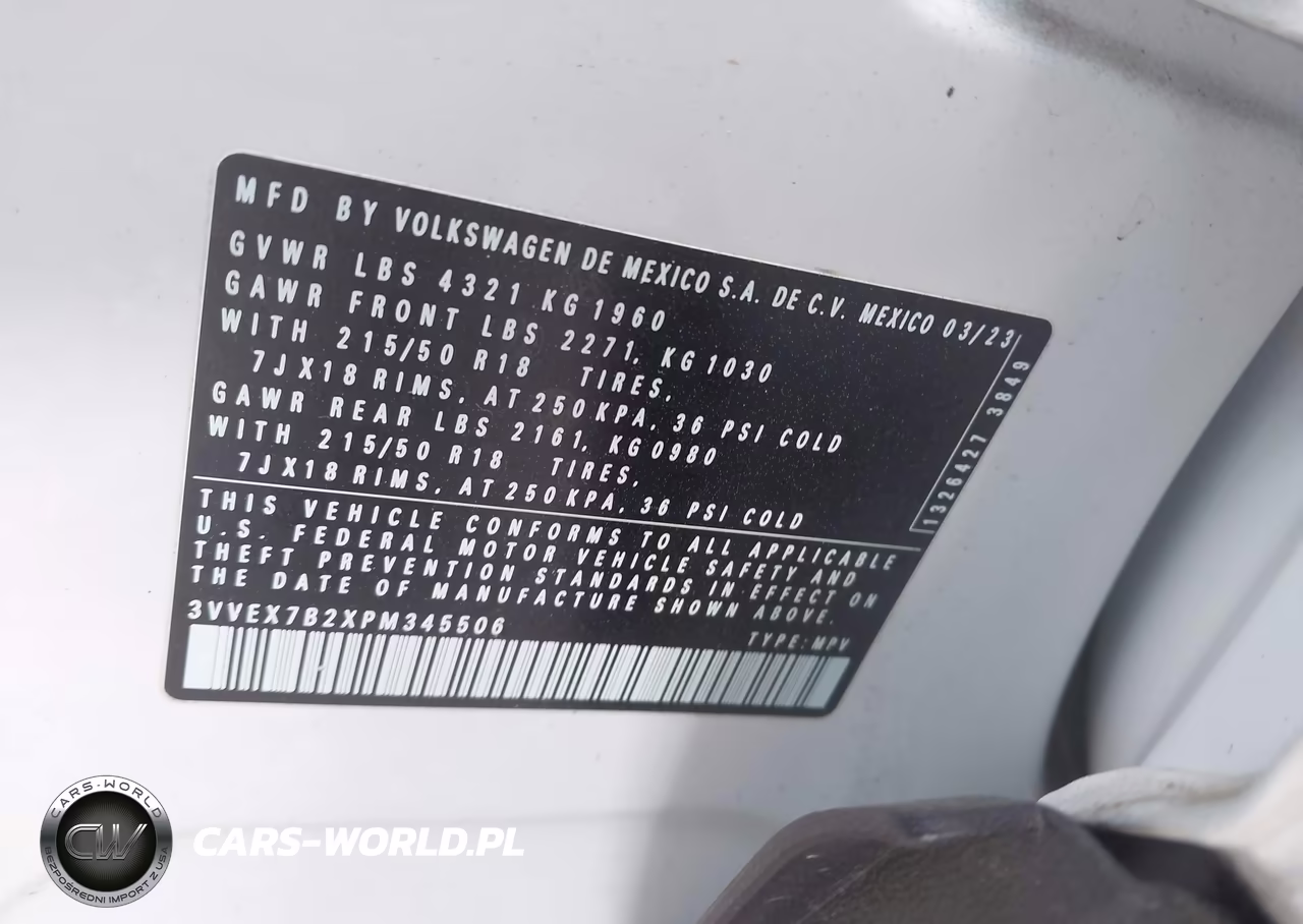 2023 Volkswagen Taos 1.5T Se VIN:3VVEX7B2XPM345506 - 9