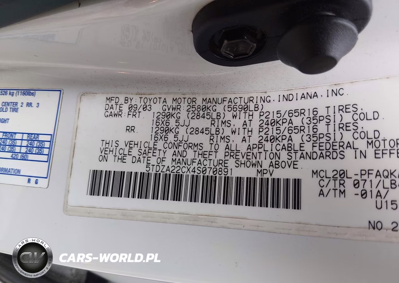2004 Toyota Sienna Xle VIN:5TDZA22CX4S070891 - 9