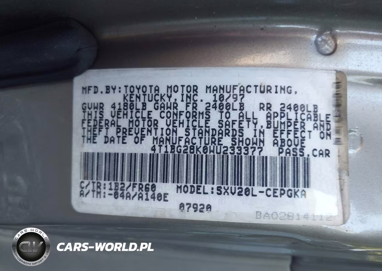 1998 Toyota Camry Xle VIN:4T1BG28K0WU233377 - 9